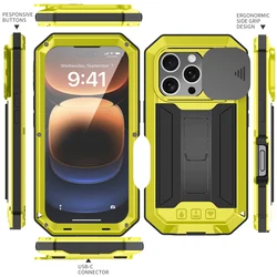 Ultimate Military - Grade Metal Phone Case with Slide Camera Shield & Built - in Screen Protector - iPhone 17 Pro (Yellow)