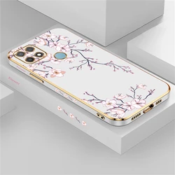 Floral Silicone Plating Cover - Elegant Soft Case Sleeve - A76 A36 (White - 288)