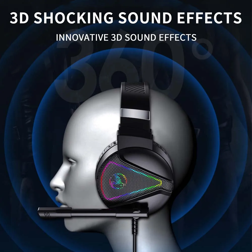 for PUBG Gaming Headset Noiceless Microphone Deep Bass 3.5mm Jack Soft Leather Earpads RGB Earphone for PC Laptop Tablet Phone