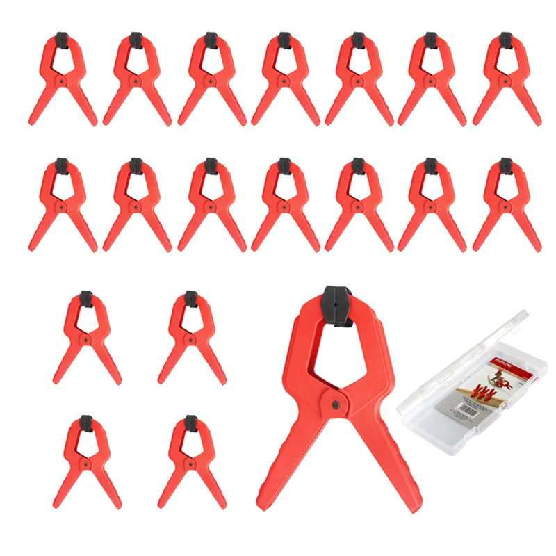 

20Pcs Woodworking Spring Clamps Set 2 inch A-shape Plastic Wood Clips Carpentry Nylon Mini Photo Frame Clamp Diy Tools in a Box