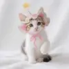 Gorro tejido para gato con diseño de flor: Accesorio Crochet Emoape