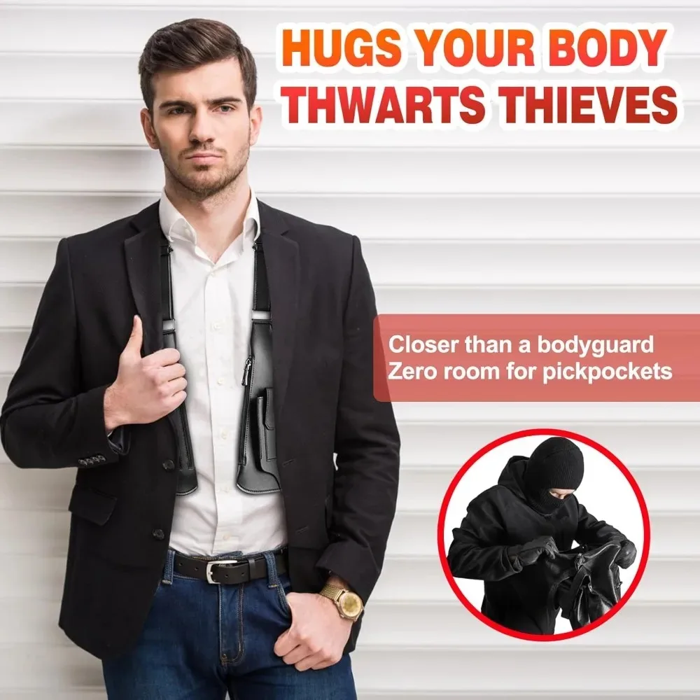 Men's Anti-Theft Underarm Leather Bag with Hidden Adjustable Strap