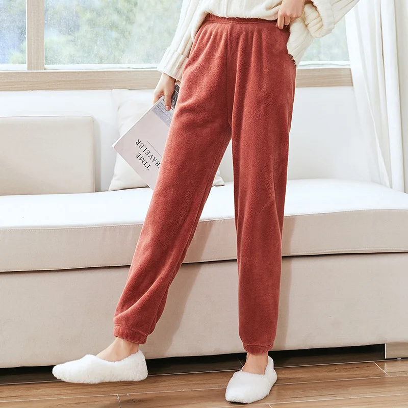 Women Velvet Thermal Pajama Pants Elastic Waist Home Casual Warm Woolen  Pants Cashmere Trousers For Women 2023 Fall Winter - AliExpress