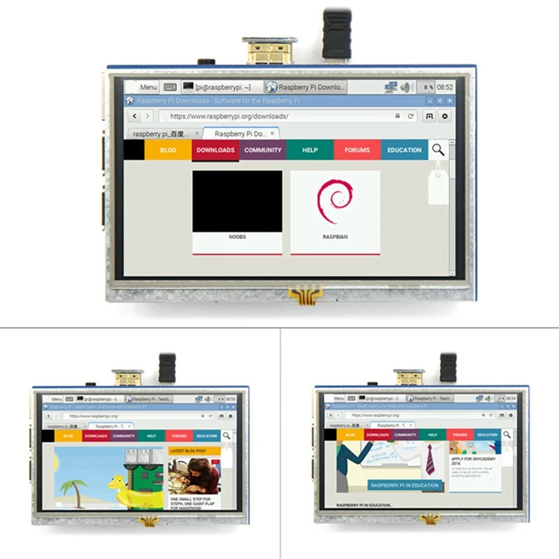 Raspberry Pi 4 3B +/ PC/ٳ ÷̿ ġ ũ , HDMI ȣȯ , 480x800 , 5 ġ