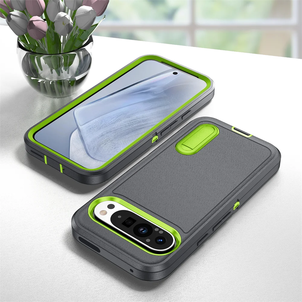 Enhanced Dual Layer Armor Case with Kickstand - Luxury Contrast Color Design