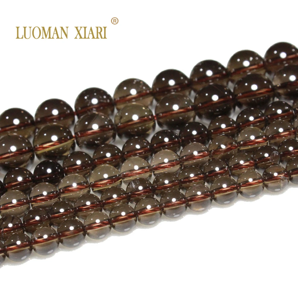 100% Natural AAA Smoky Quartz Transparent Round Stone Beads for Jewelry Making DIY Bracelet Necklace Accessories 6/8/10MM 15'' 2