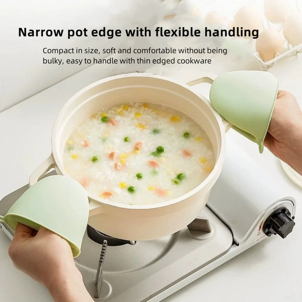 1Pair Thicken Baking Silicone Oven Mittens Microwave Oven Gloves Heat Insulation Anti-slip Grips Bowl Pot Clips Kitchen Gadgets