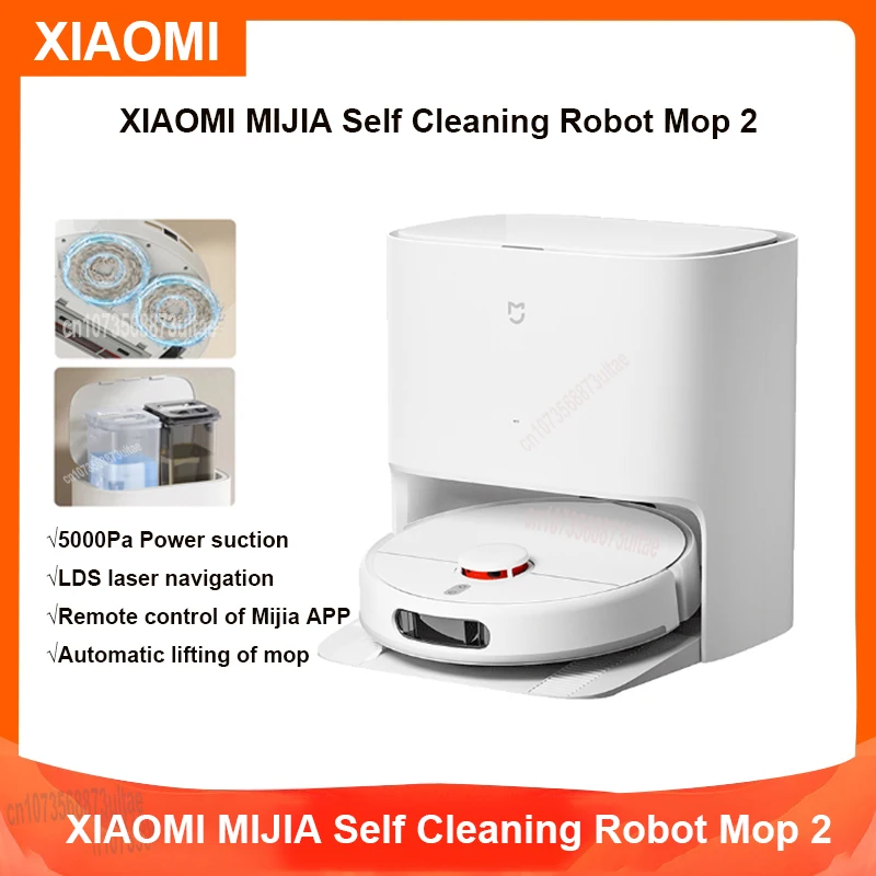 

2023 XIAOMI MIJIA Self Cleaning Robot Mop 2 Smart Home Sweeping High Speed Rotary Scrubbing 5000PA Cyclone Suction LDS Laser