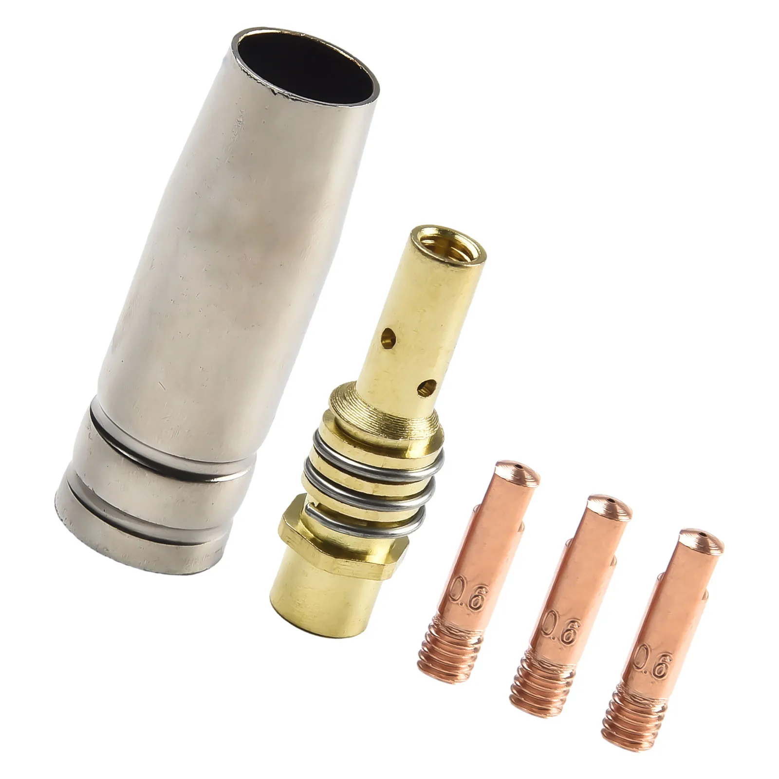 

Consumables Kit Welding Nozzle 0.6/0.8/0.9/1.0/1.2mm 5pcs/set Accessories Conductive Tip Contact Tip MB15 15AK