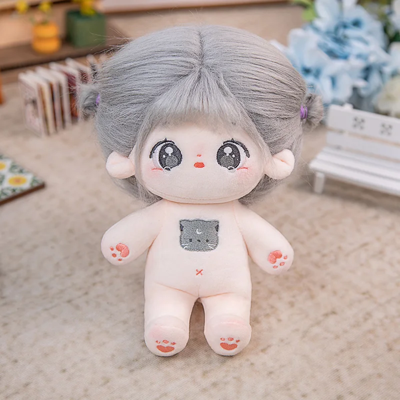 thumbnail image 1 of Muñeca de algodón de felpa Kawaii, figura de súper estrella rellena, sin atributos, cuerpo gordo, muñeca Llorona, puede cambiar la ropa, regalo, 20cm, nuevo, 1 of 5