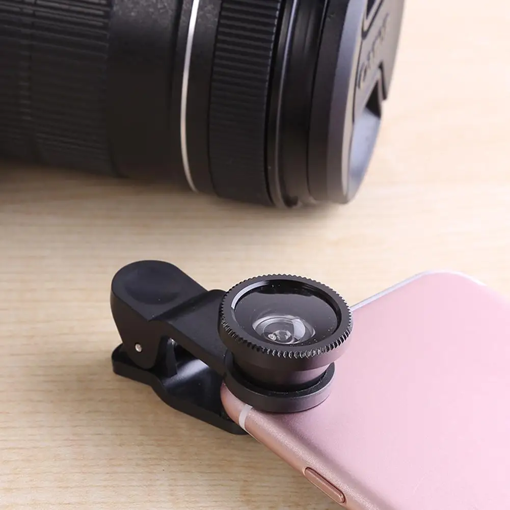 3 in 1 Mobile Phone Camera Lens Kits Wide Angle Macro Fisheye Lenses Ultra-Portable Mobile Fish Eye for iPhone Samsung Xiaomi smartphone lens kit