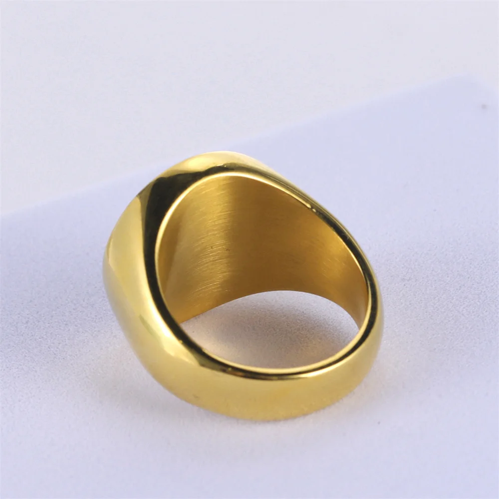EUEAVAN Stainless Steel Key of Solomon Seal Rings Gold Color The First Pentacle of Sun Men Ring Wealth Good Luck Amulet Jewelry 5