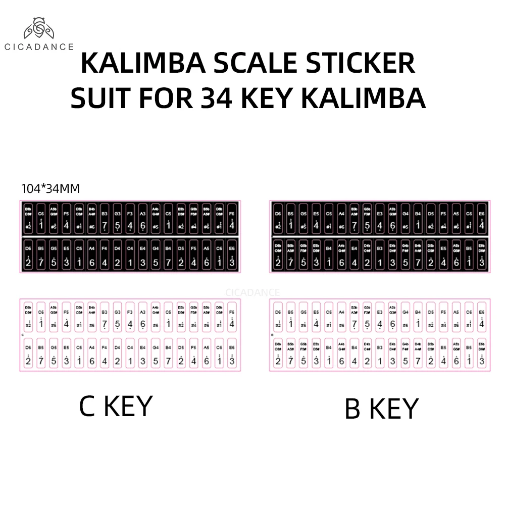 Kalimba Scale Stickers Colorful Thumb Piano Key Djibouti