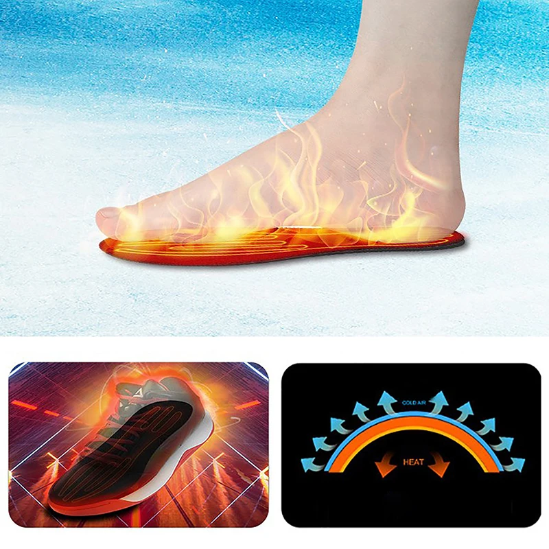 1Pair Waterproof USB Rechargeable Heated Insoles Size 35-46 Electric Heated Shoes Pad For Outdoor Skiing Winter Foot Warmers