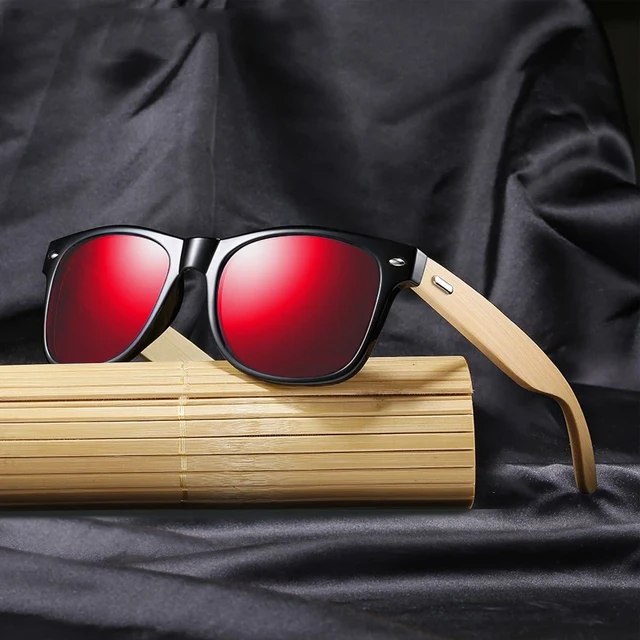 Bamboo Wood Polarized Sunglasses Men Women Black