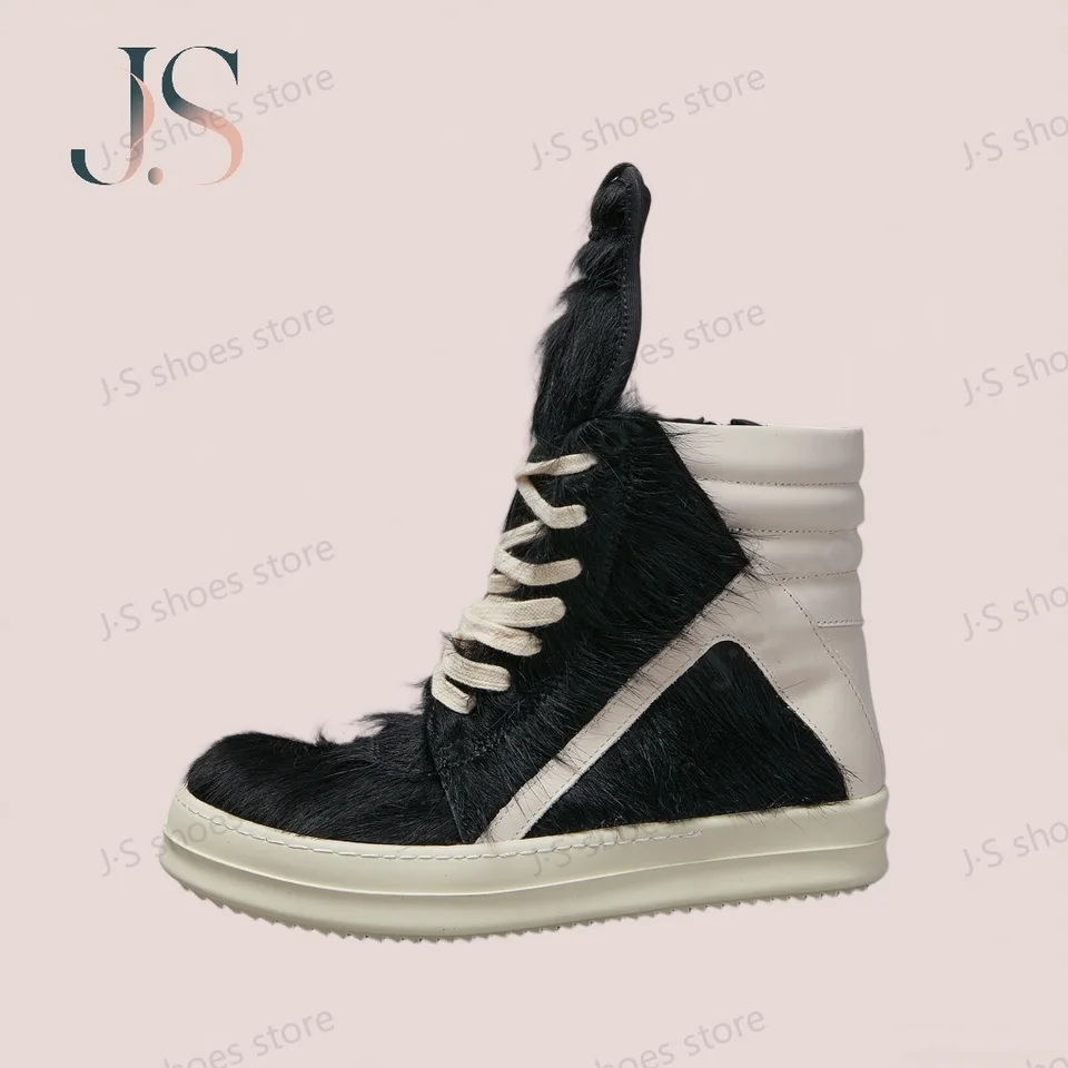 Ro Casual Shoes Men High Top Shoe Black Horse Hair Women Sneaker