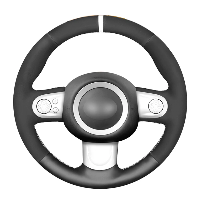 Black Suede Marker Handsewing No-slip Car Steering Wheel Cover For Mini ...
