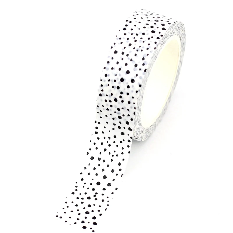 1PC Decorative Black Dots on White Washi Tape DIY Journaling Adhesive Stickers Masking Tape Kawaii Stationery Supplies adhesive tape,washi tape,adhesive tapes,masking tape,decorative tape
