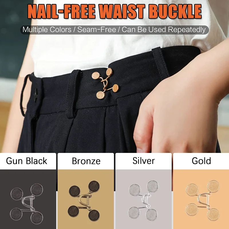 Nail-free Metal Jeans Button Snaps Detachable Pants Clips Buttons Pins DIY  Waist Tightener Clothing Buckles Sewing Tools - AliExpress