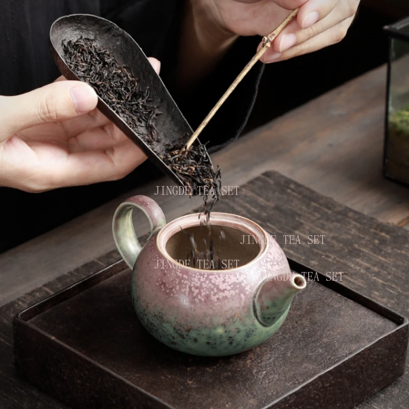 160ml capacity vintage brewing teapot rough pottery rusted glaze single pot Chinese Kung Fu tea set