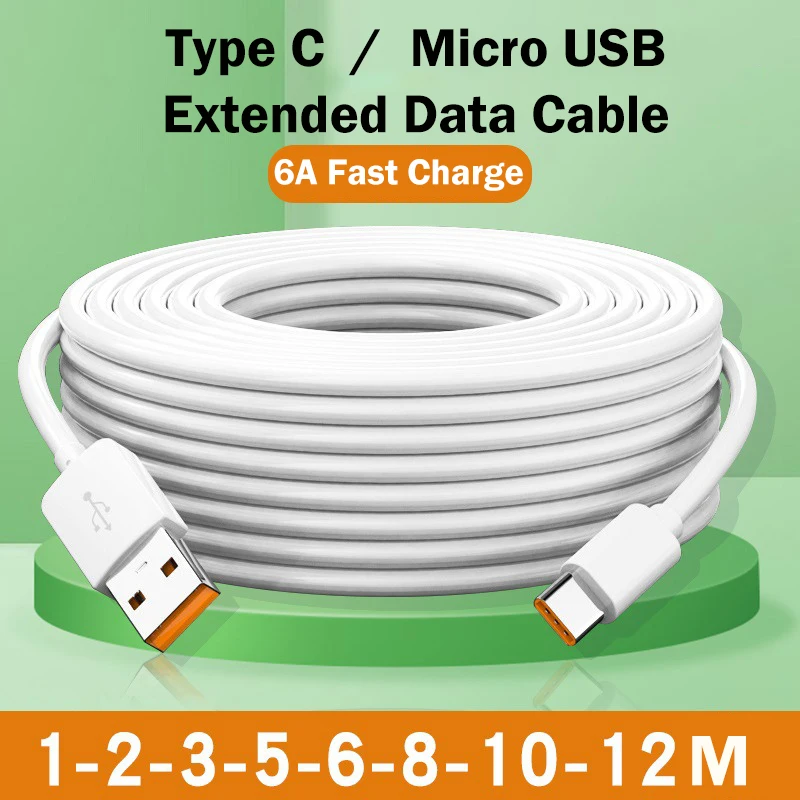 USB Type C 66W Fast Charge Cable 3M 5M 8M 10M 12M USB C Port Universal Micro USB Data Cable for Huawei Xiaomi Samsung Camera BEST SELLERS