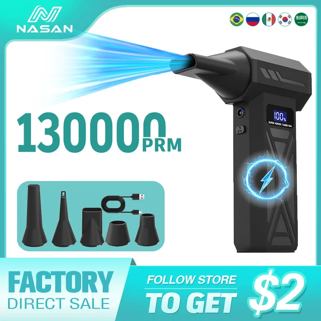 NASAN P70 เครื่องเป่าลมไฟฟ้า 130000PRM Turbo Jet พัดลมมอเตอร์ไร้แปรงความเร็วสูง Turbo Jet พัดลมปรับลมรุนแรง Blower 1