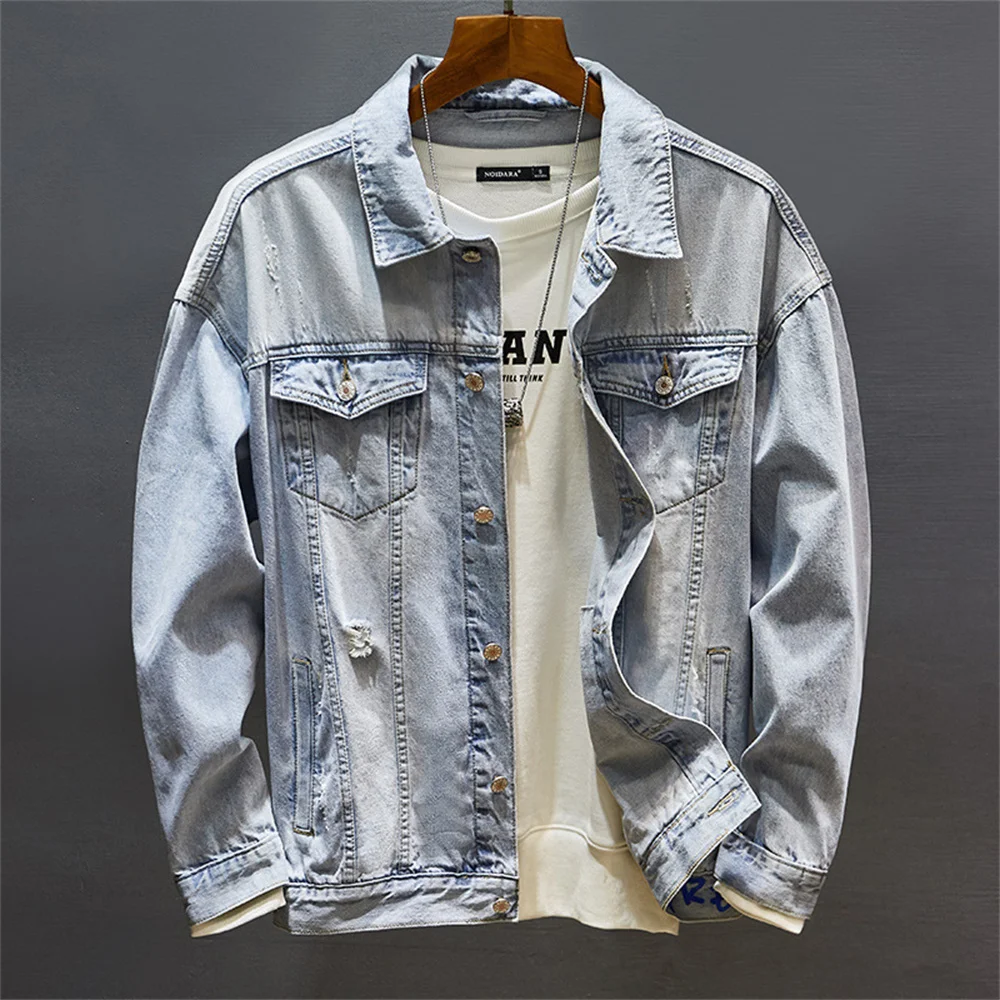 Men's Casual Jean Jacket Slim Men Fits Denim Jacket Solid Male Co | Fruugo  BH