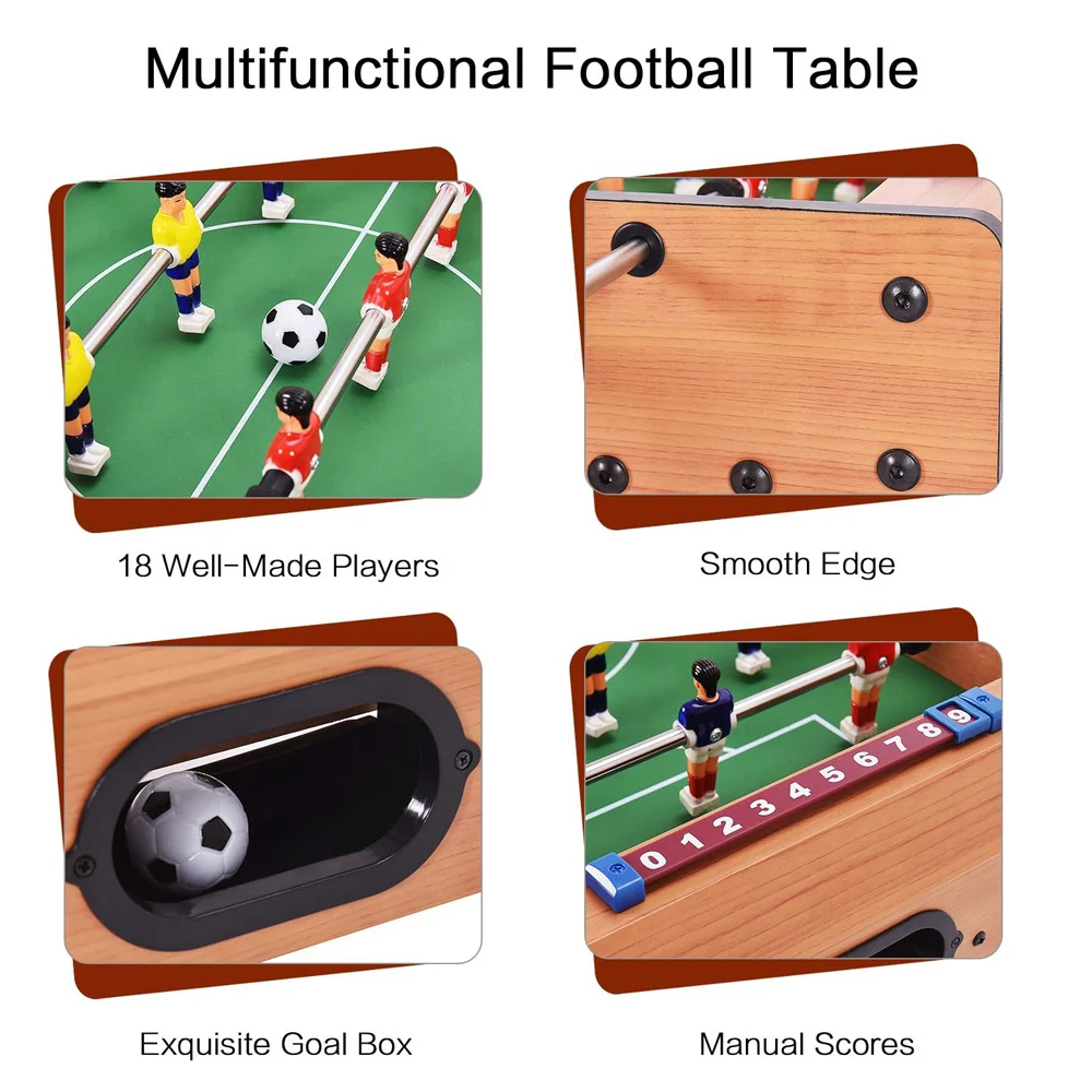 Foosball Table Easily Assemble Wooden Soccer Games Table Top Footballs Indoor Game Set for Room, Parties, Family Sport Kids Gift