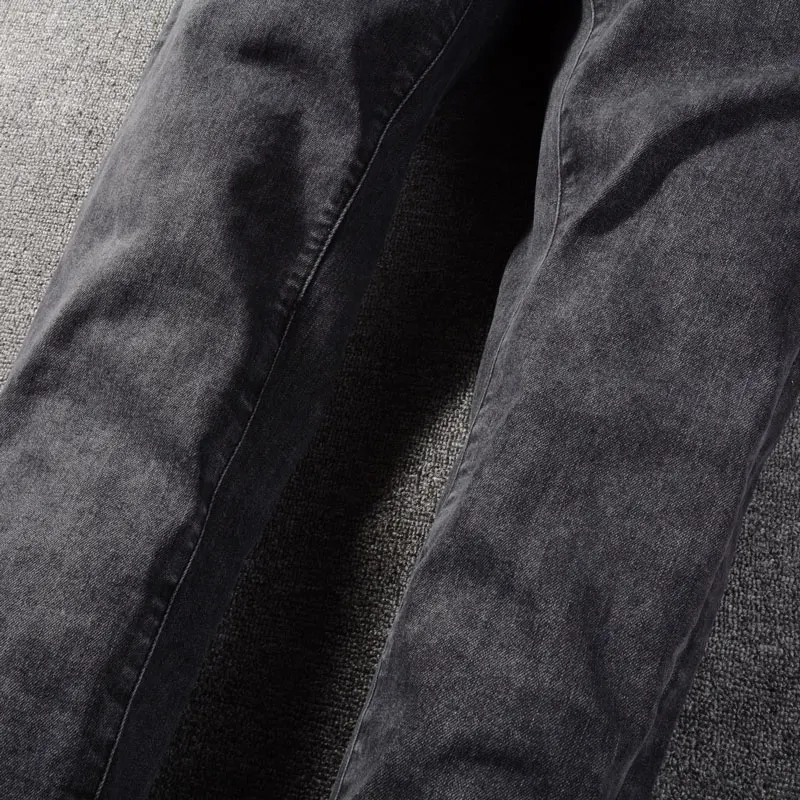 Street Fashion Men Jeans Retro Black Gray Stretch Skinny Fit Brand Jeans Homme Gradation Designer Hip Hop Denim Pencil Pants Men