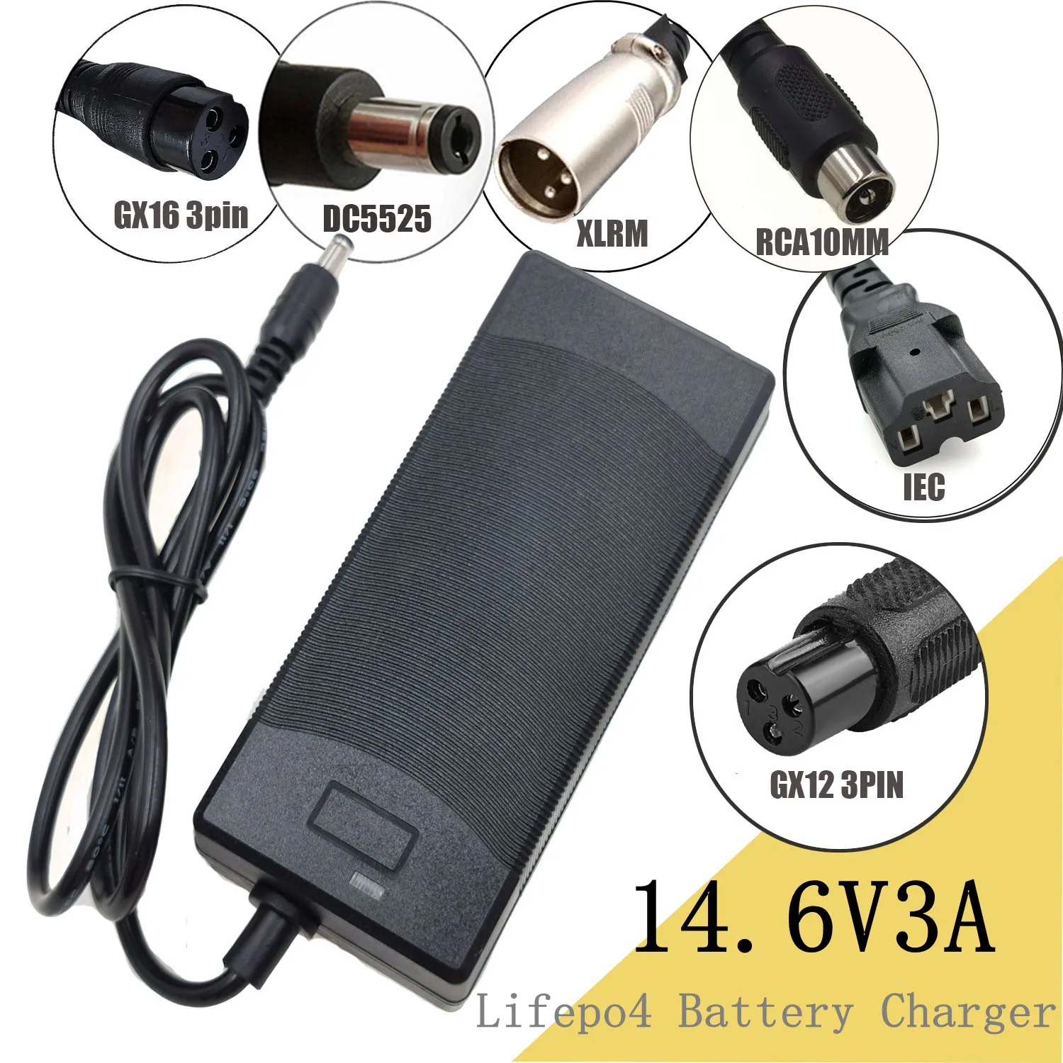 

14.4 or 14.6V 3A Battery charger for 4S 3.2V 4series Lifepo4 Battery pack with 3A constant charging current