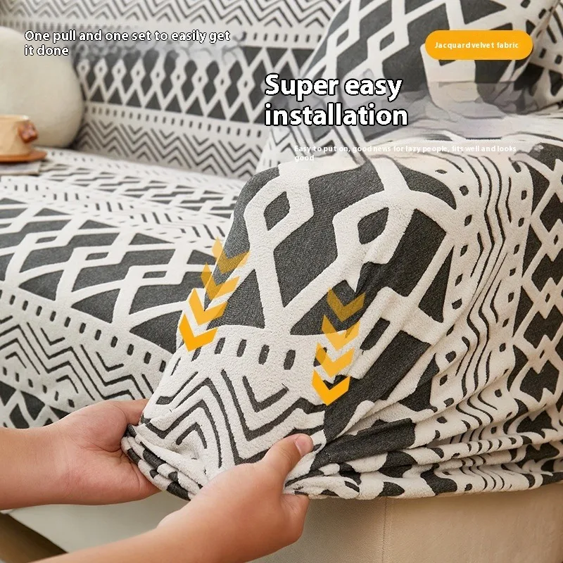 Adjustable Elastic Sofa Cover Armchair Protector Corner Large Leaves L Shape Stretch Slipcovers Couch Covers 1/2/3/4/5 Seaters 4