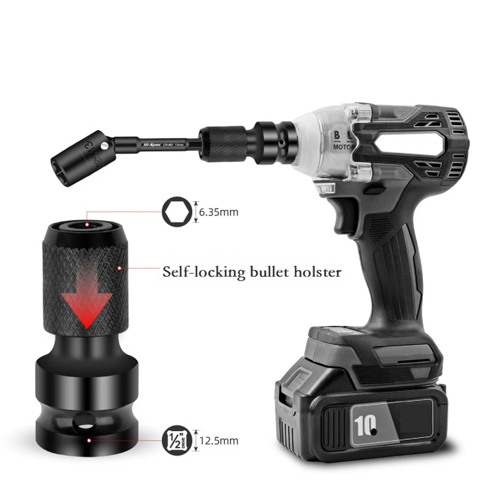 Description Picture 6 of item1Pc 100mm Hex Socket H8-H19 360 Degree Rotatable Head 100mm Hex Shank For Electric Impact Driver Drill Power Wrench Tool Parts