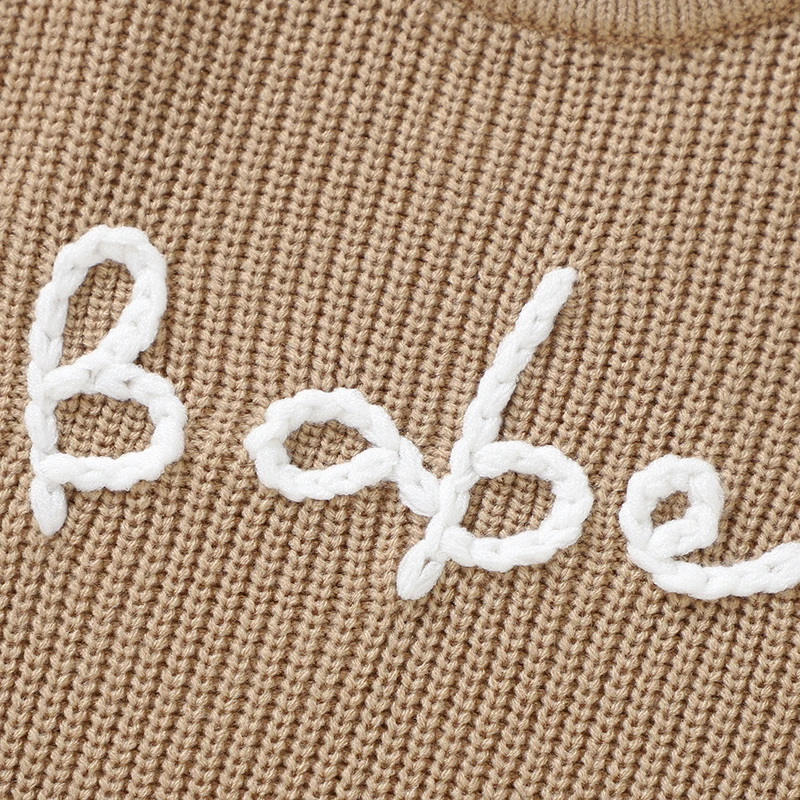 Sweet Floral & Letter Embroidery Print Baby Girls Long Sleeve Sweaters Knitted Acrylic Baby Soft Sweatshirt For Newborn Infants For baby girls sweater