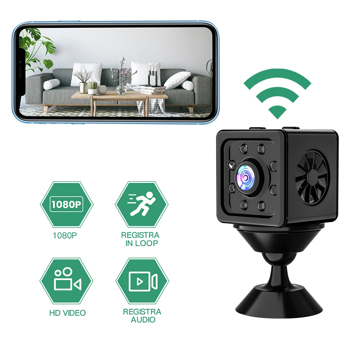 

Умный удаленный мониторинг беспроводной 1080P HD мини Wi-Fi IP-камера для скрытого ночного видения Домашняя безопасность с режимом сна