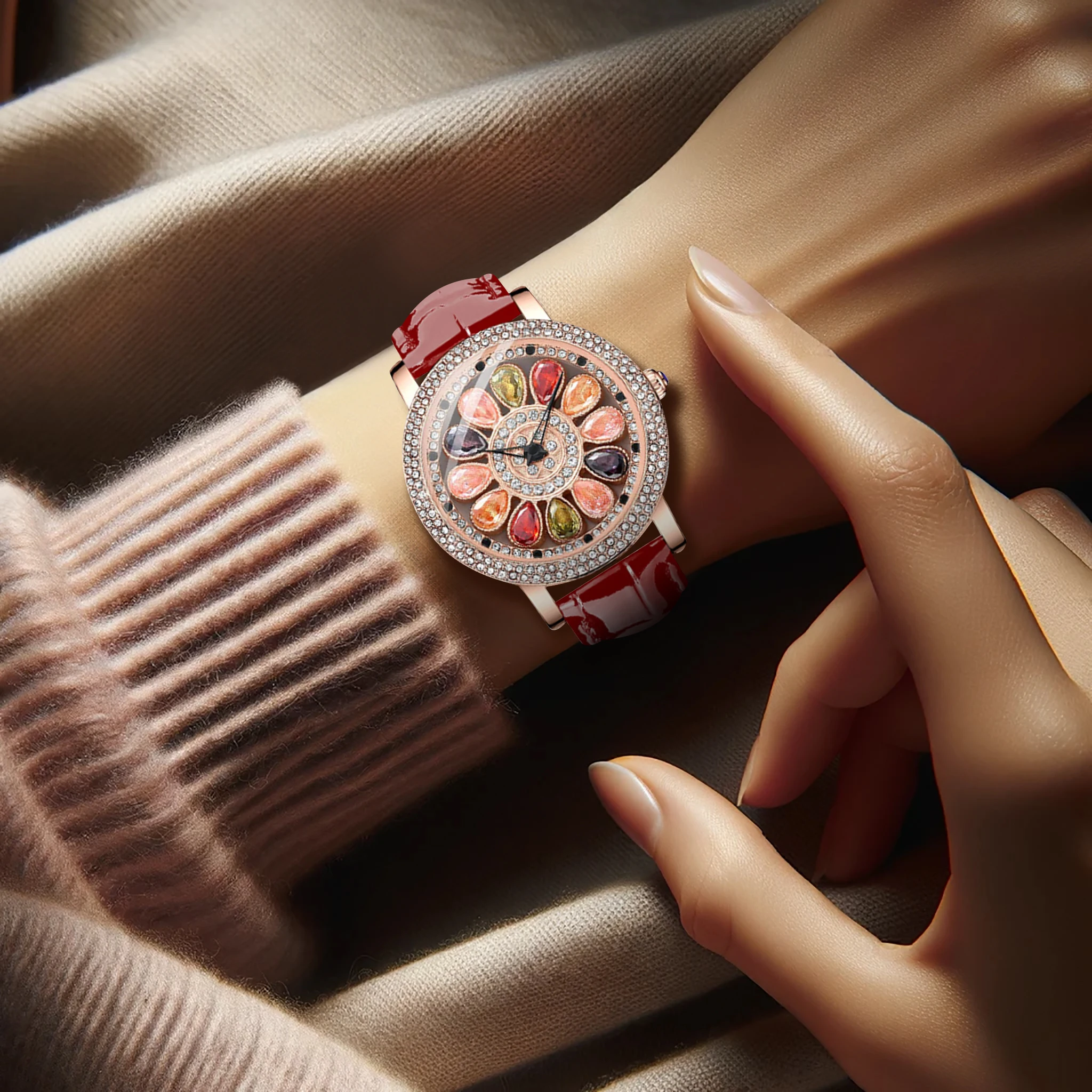 ساعة نسائية أنيقة من الكوارتز الغزل ، فتاة جديدة و...