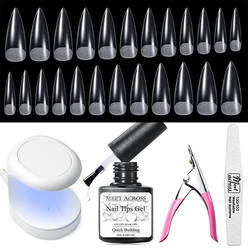 8ml 네일 팁 젤 세트, 가짜 손톱 접착 젤 확장 기능, 젤 폴리쉬 아크릴 네일 아트 도구 매니큐어
