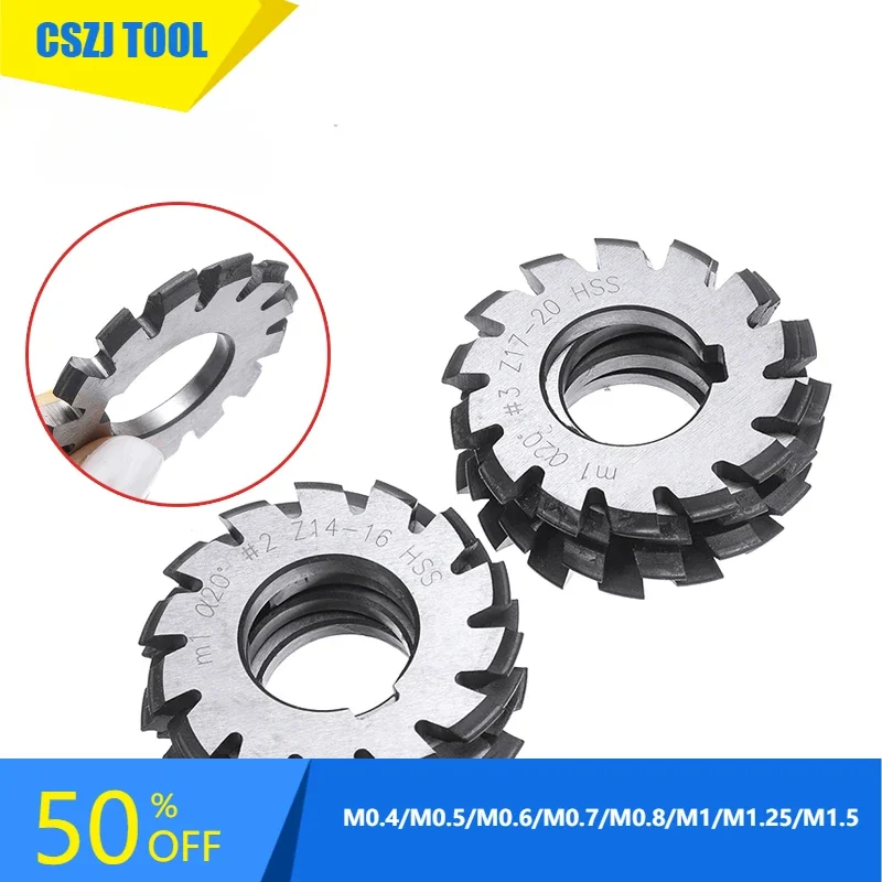 

8PCS M0.4/M0.5/M0.6/M0.7/M0.8/M1/M1.25/M1.5/M2/M3/M4 Modulus PA20 degrees NO.1-NO.8 HSS Gear Milling cutter Gear cutting tools