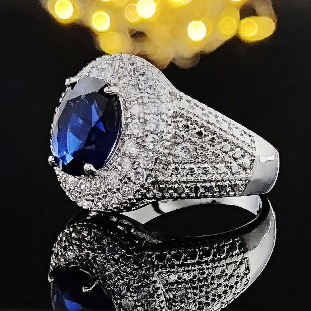 Luxury Blue Engagement Ring – Women's Anniversary Gift Jewelry Wholesale