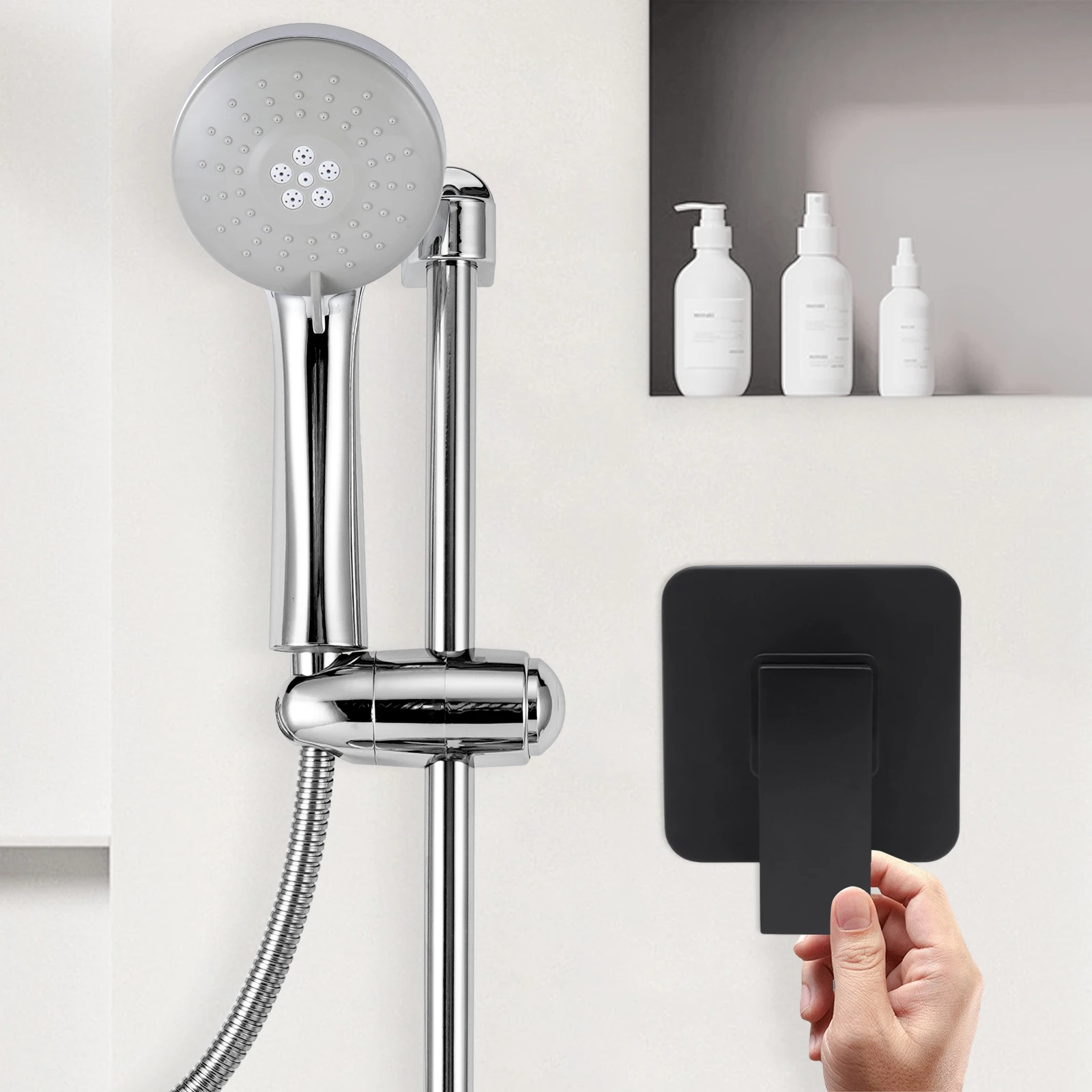 Shower Mixer Valves Wall Mount Brass Faucet Shower Mixer Fixtures Rough-In Valve Bathroom Trim Kit Handle Tub Valve