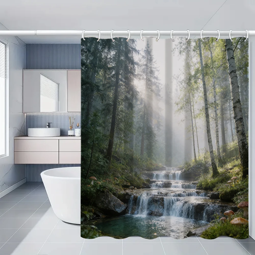 Zestaw zasłony prysznicowej z geometrycznym wzorem 4/1, dekoracja na deskę sedesową, zasłona prysznicowa z dywanikiem i pokrywą na sedes, rozmiar 180x180 cm