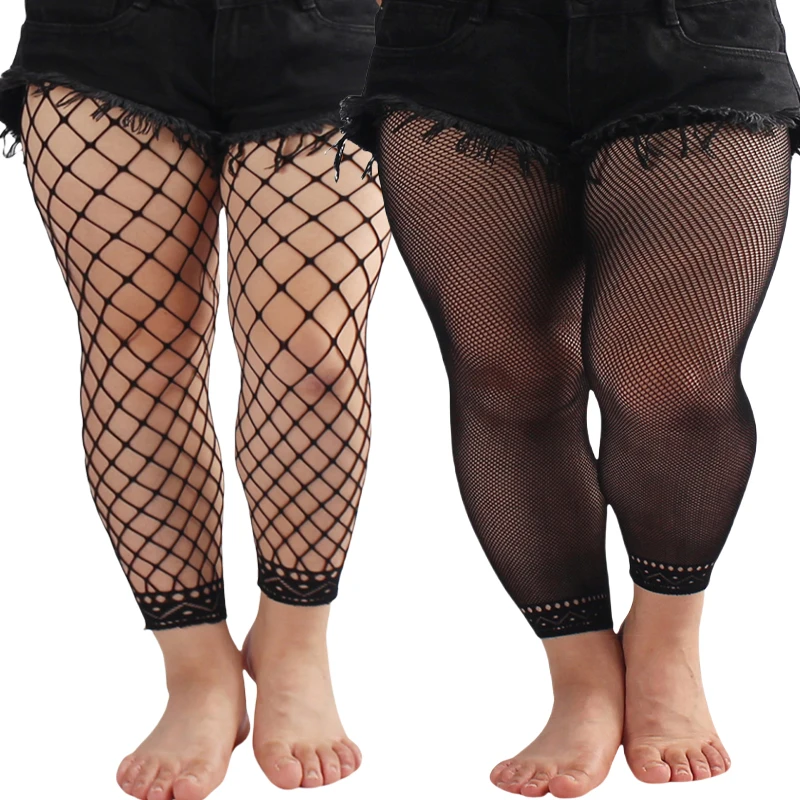 Fußlose Netz-Knöchelstrumpfhose für Damen, Übergröße, hohe Taille, hohe Dehnbarkeit, große Netz-Leggings, Strümpfe können 100 kg tragen