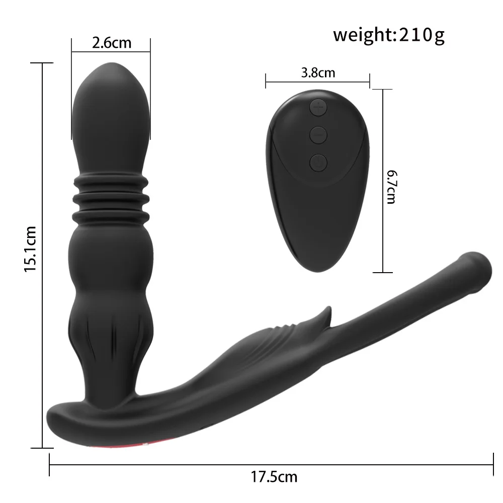 10-frequency Retractable Male Anal Vibrator Wireless Remote Control Prostate Anal Masturbat_voghion.com