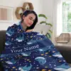 Blue Sharks Blanket, Customized Name Shark Blanket Gifts for Kids Adults, Soft Cozy Flannel Fleece Throw Blanket for 3