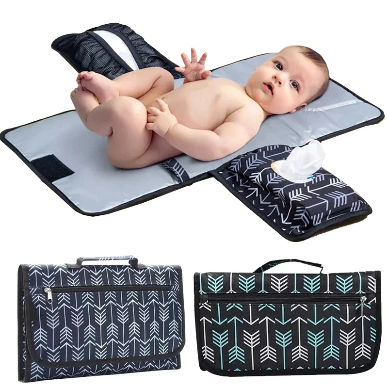 

Portable Diaper Changing Pad Foldable Newborn Changing Pad with Pockets Waterproof Travel Diaper Changing Mat Cover Babies Item