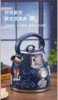 #T 1.7l Large Capacity 304 Stainless Steel Vintage Crane Printing Electric Kettle Boiling Water Blue 6