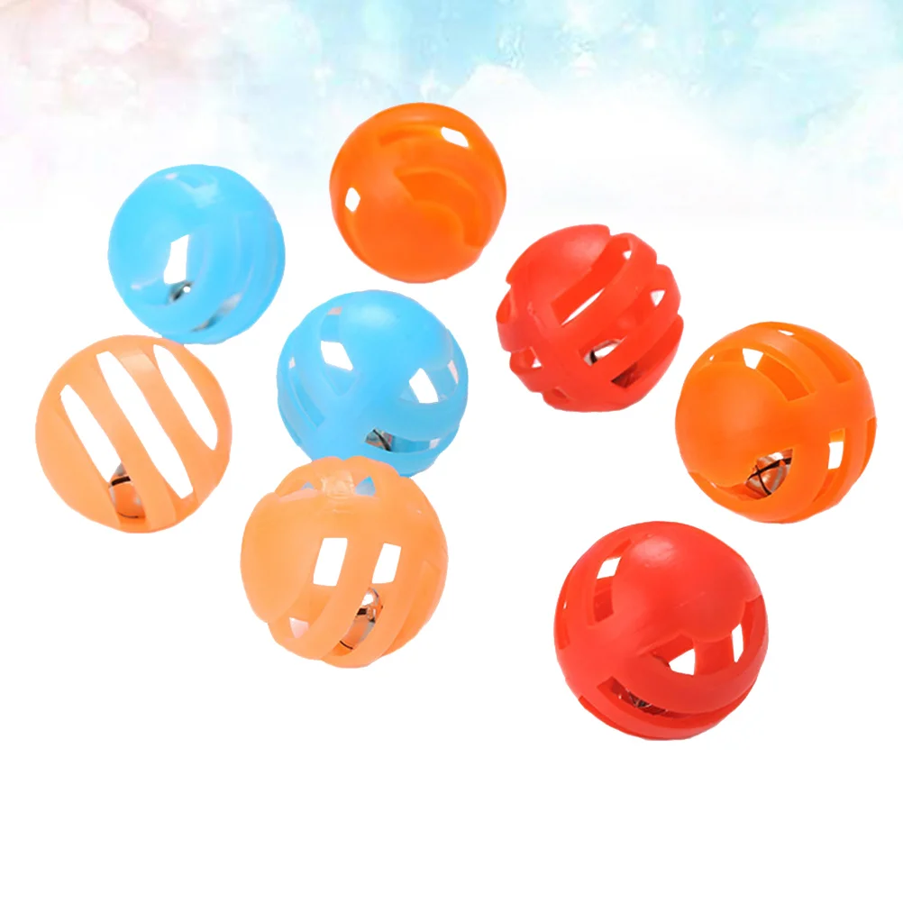 

8PCS Cat Toys Jingle Bell Hollow Balls Kitten Chase Pounce Toy Interactive Play Teasing Toy (Random Color)