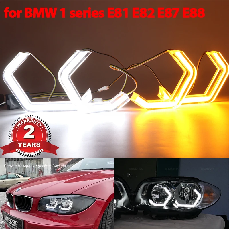 

M4 стильные дневные кольцевые лампы для фар с ореолом для BMW 1 серии E81 E82 E87 E88 2004-2013, сверхъяркая установка, сигнал поворота