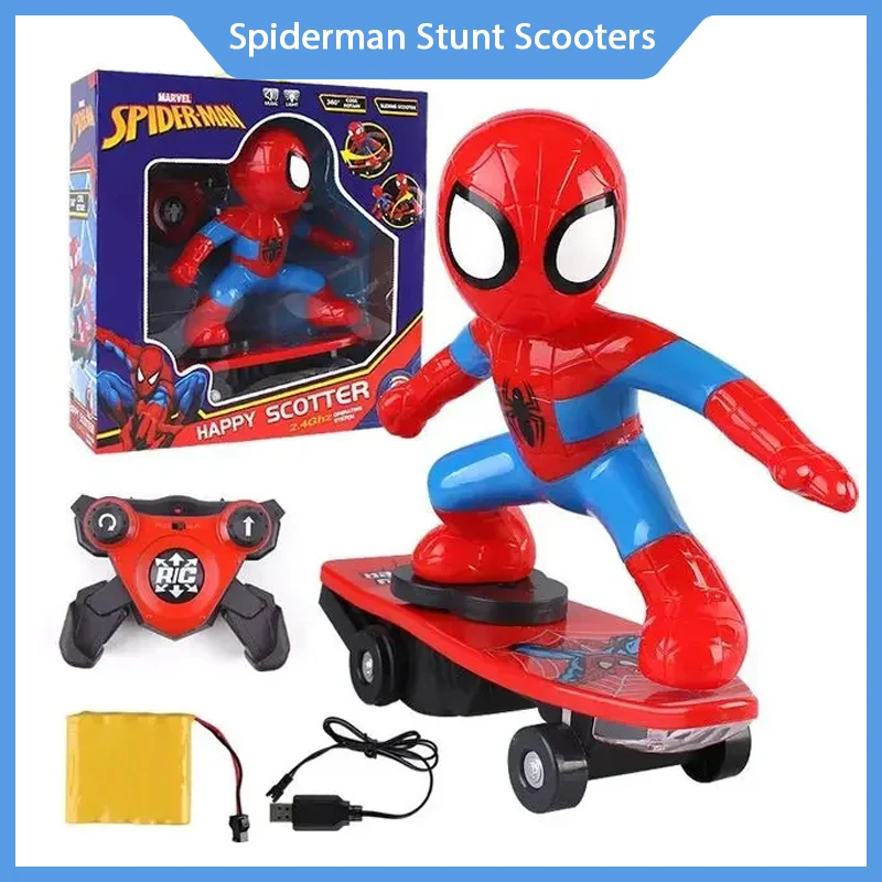 

Автоматический вращающийся скейтборд Marvel Человек-паук, акустический автомобиль, Электронная музыкальная игрушка, подарок для детей на день рождения