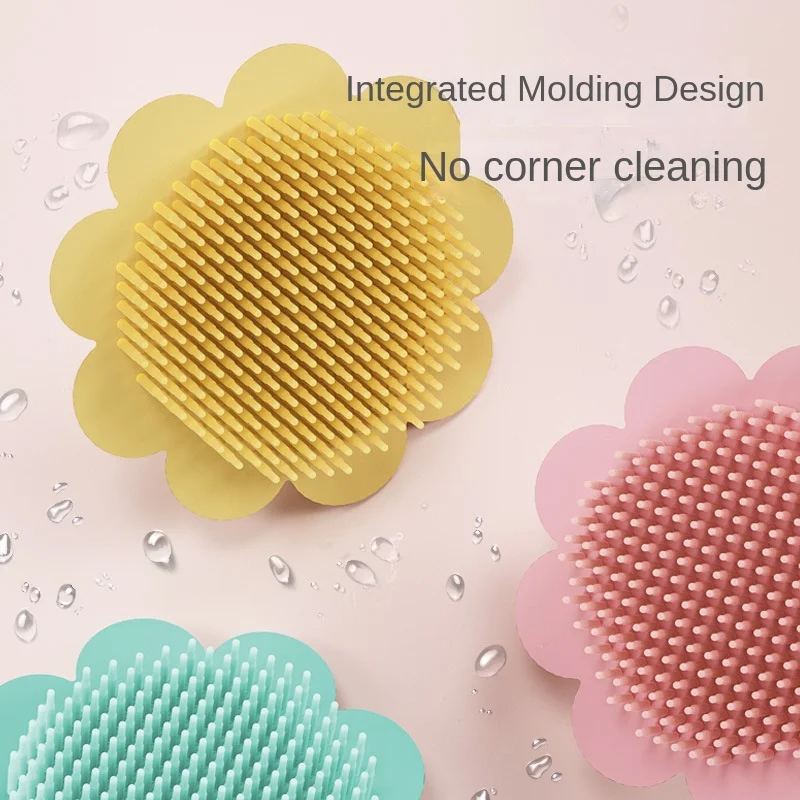 Baby Silicone Shampoo Brush To Remove Hair Dirt Newborn Bath Rub Mud Children's Bath Cotton Baby Brush Soft