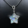 Unit One Piece Natural Opal Gemstone Crystal Chips Star Shaped Glass Wish Bottle Necklace Pendant With Leather Rope 3